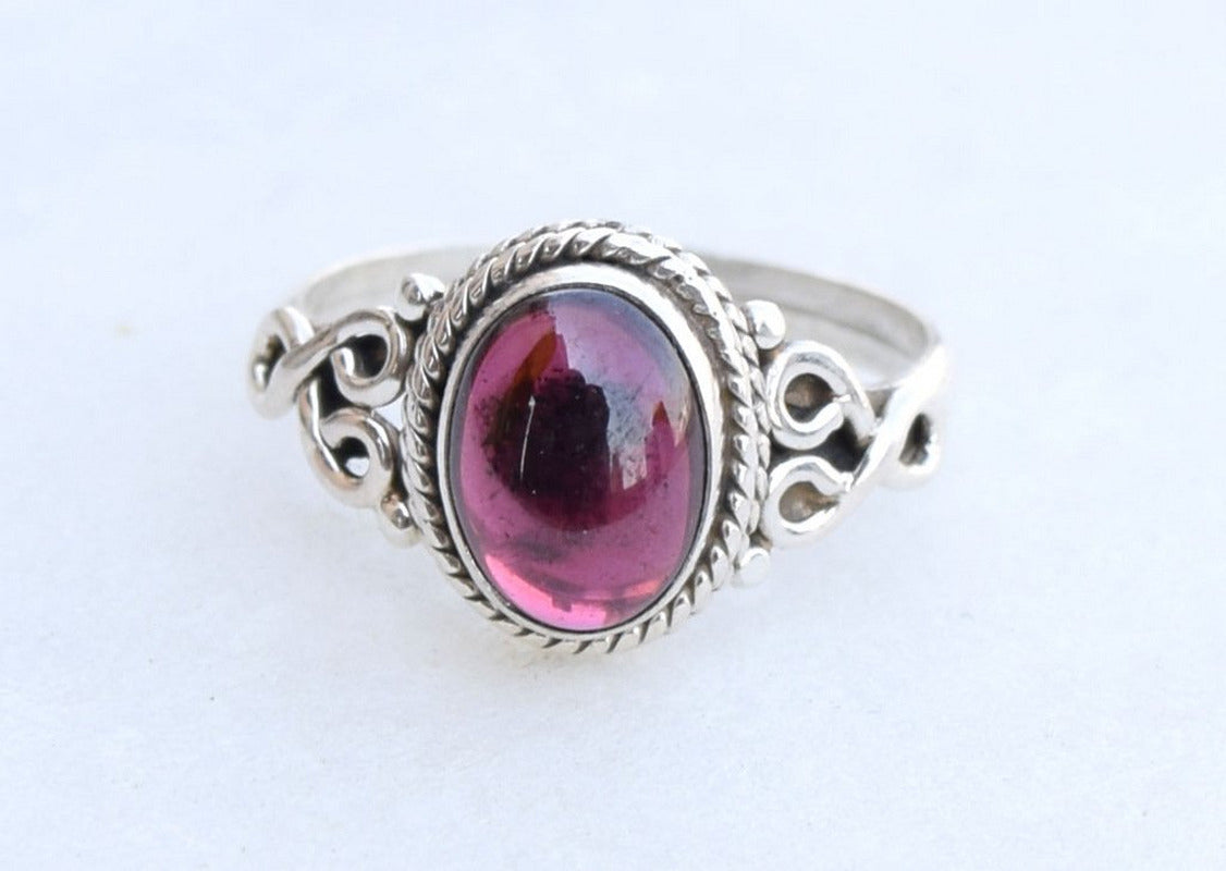 Garnet Ring 925 Sterling Silver Statement Ring for Women - Size 8 - Stone Gemsto