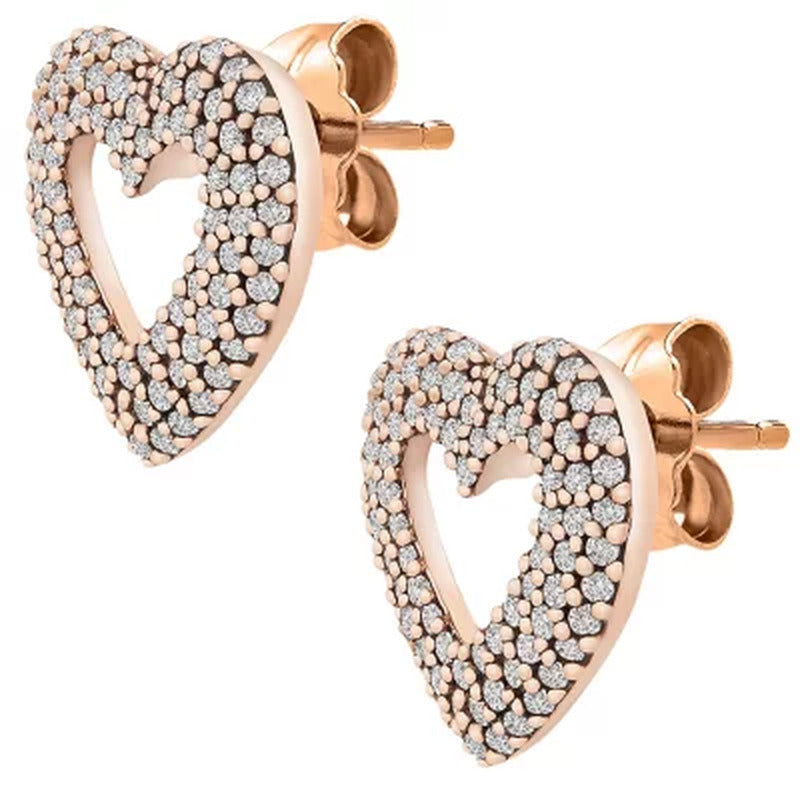 0.33 CT. T.W. Diamond Heart Earrings in 14K Rose Gold