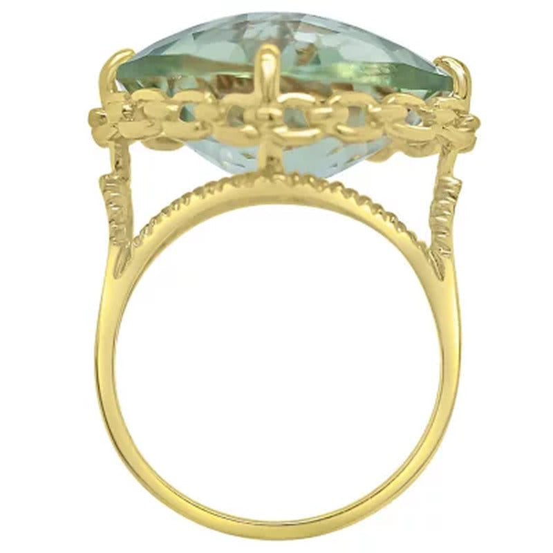 14K Gold Treated Prasiolite Ring