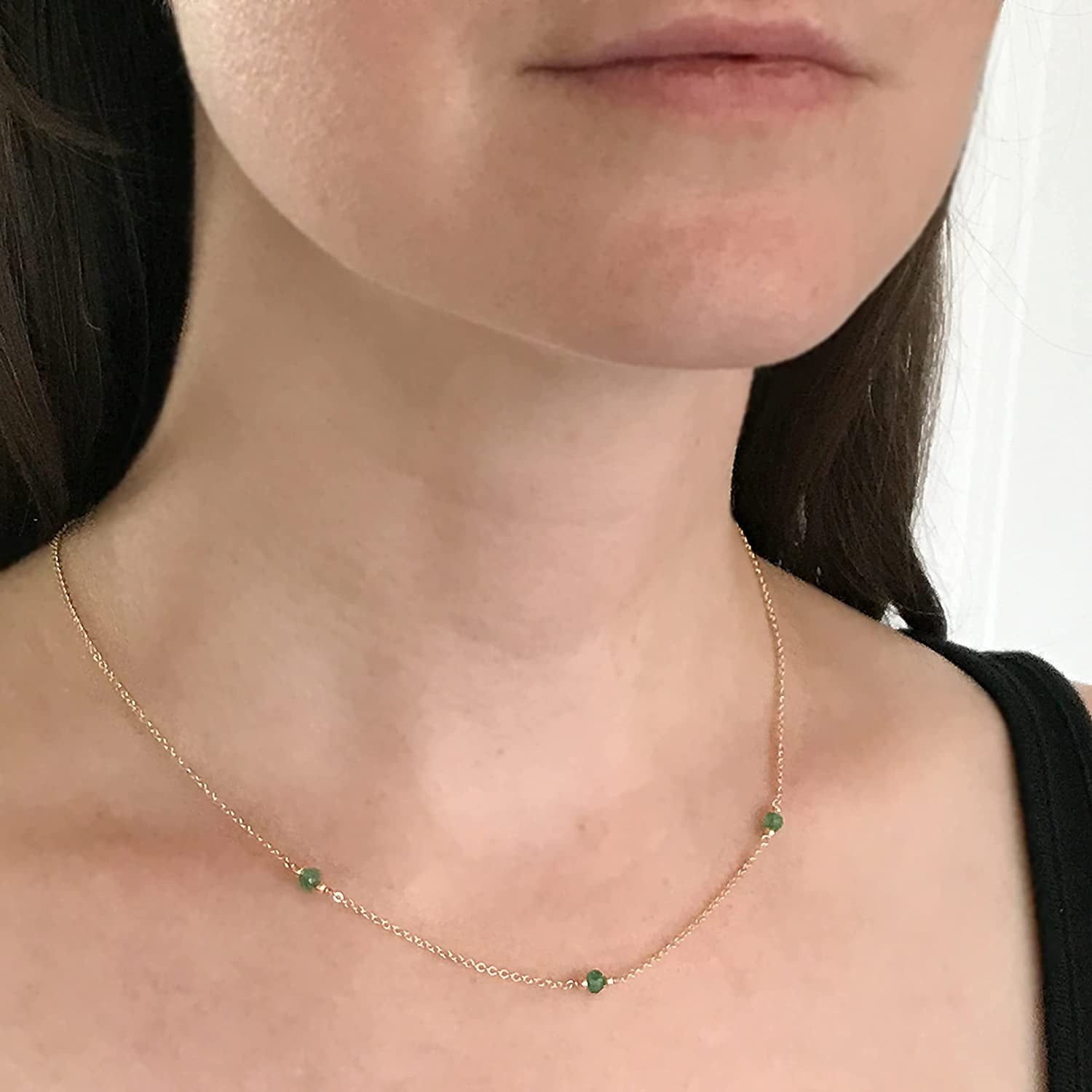 Genuine Emerald Necklace for Woman - May Birthstone Necklace - 14K Gold Filled o