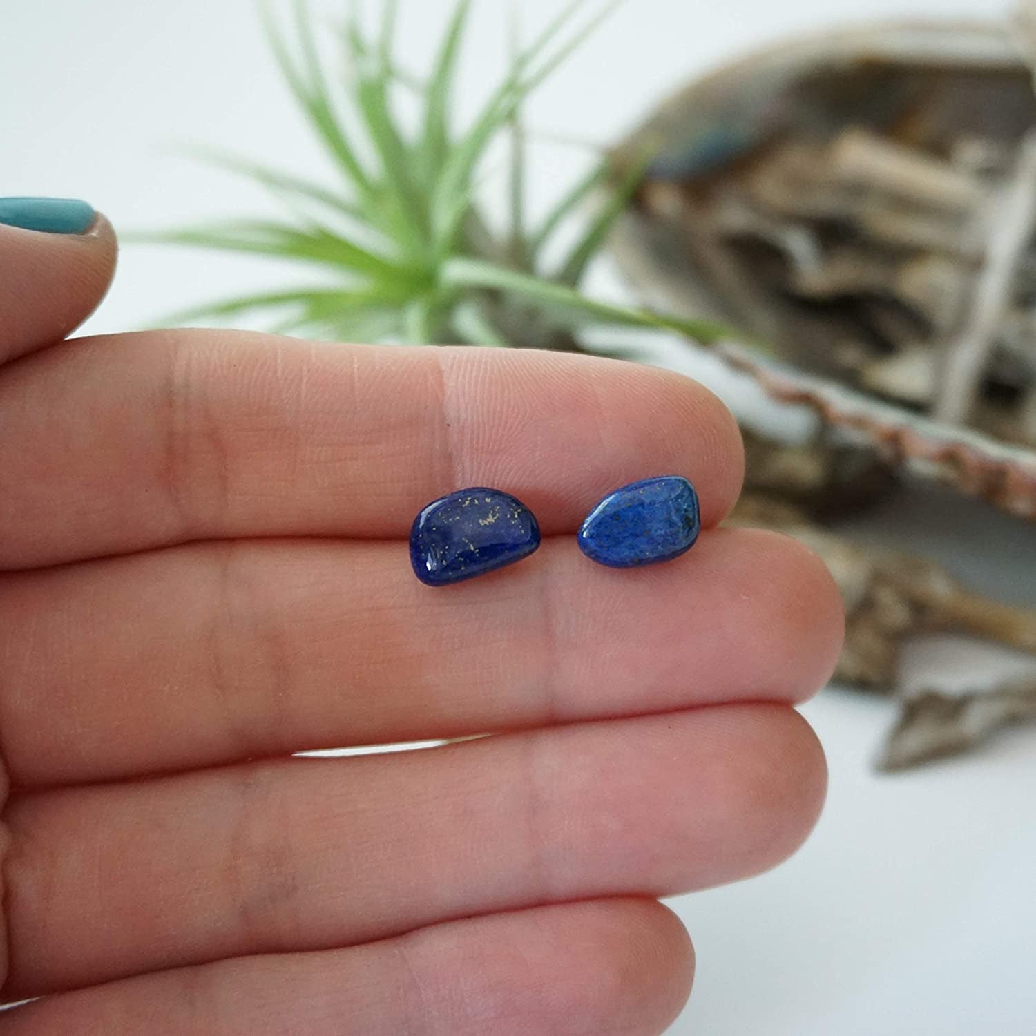 Raw Lapis Lazuli Earrings - Deep Blue Stud Earring - 5-10Mm Sterling Silver Stud