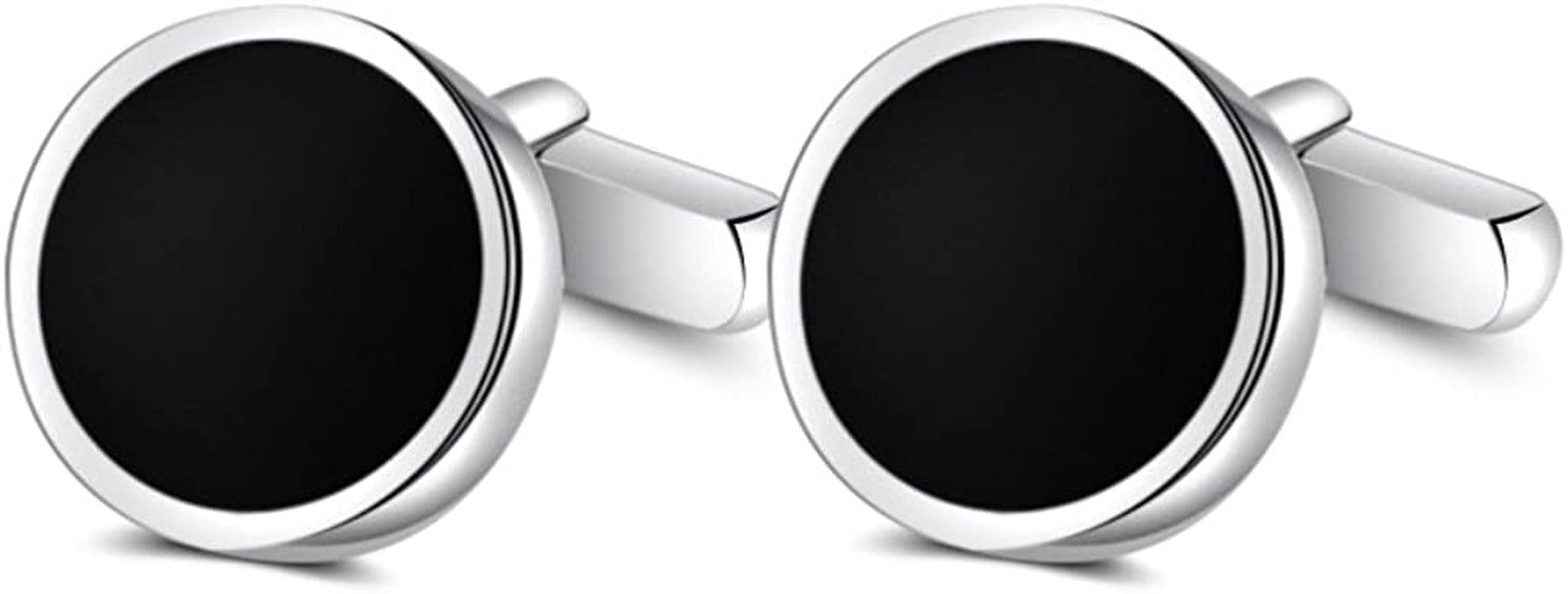 Mens Onyx Cufflinks and Studs Set Silver Black Cufflinks for Men Tuxedo Shirts B