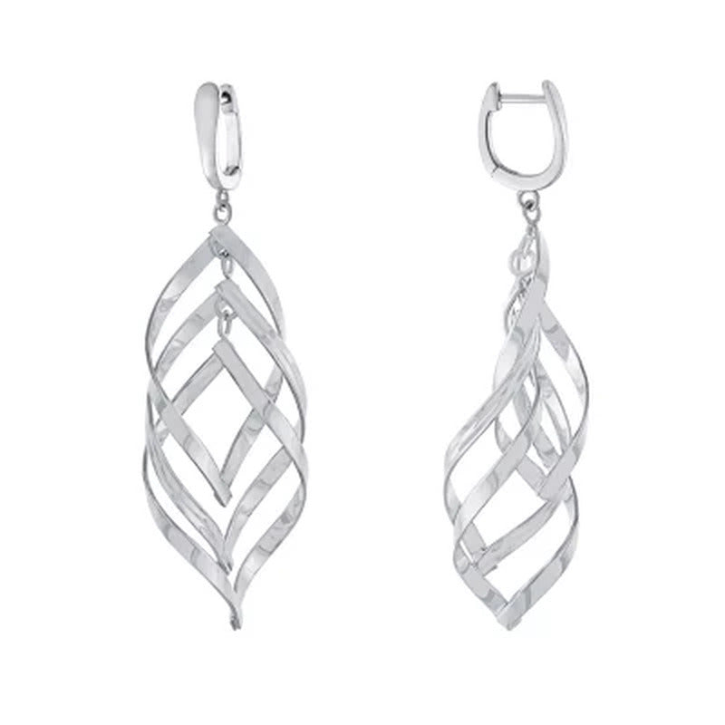 Sterling Silver Triple Marquise Lever Back Drop Earrings