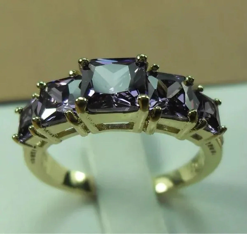 Natural 3.28CT Alexandrite Diamond 14K Yellow Gold Ring Size 6-10