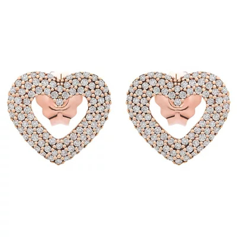 0.33 CT. T.W. Diamond Heart Earrings in 14K Rose Gold