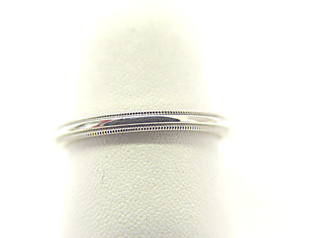 PLATINUM POLISHED BEADED WEDDING BAND