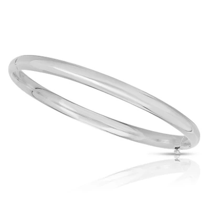 5Mm High Polished Hollow Bangle Bracelet in 14K Gold