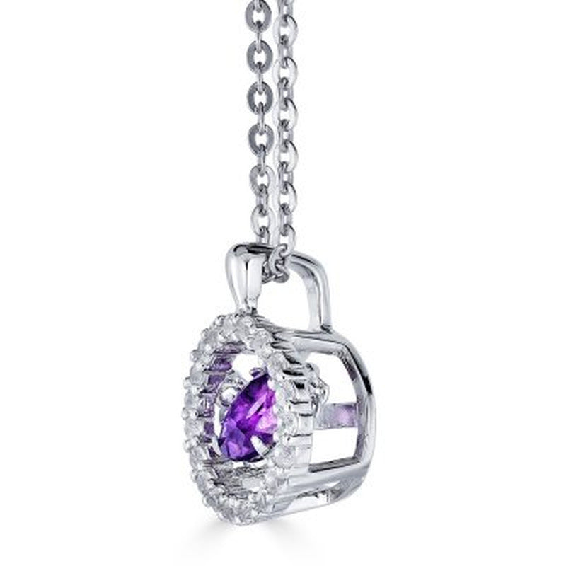 Sterling Dancing Geniune Amethyst and Lab Created White Sapphire Pendant and Ear