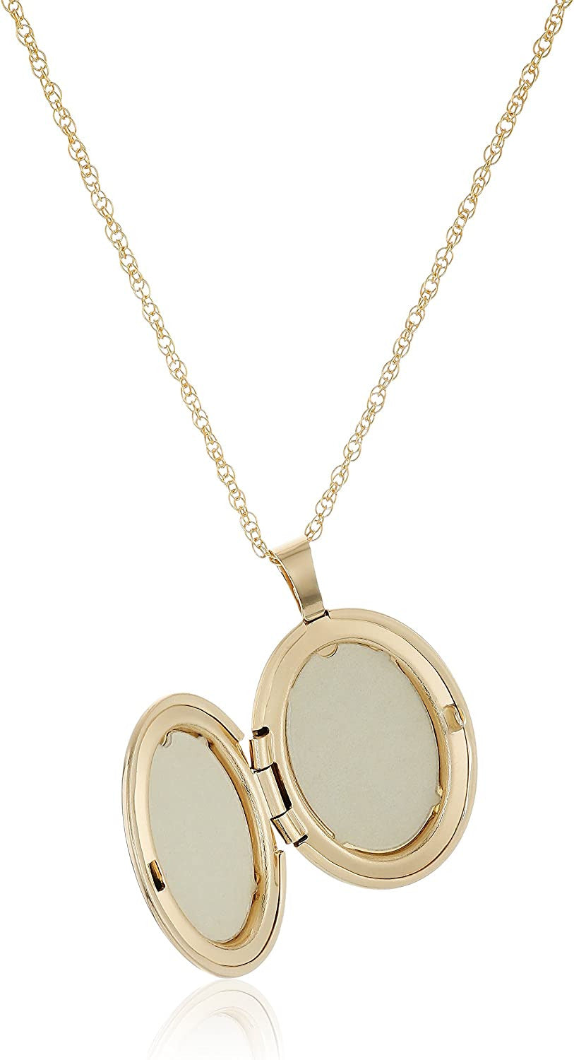 14K Yellow Gold-Filled Oval Locket with Diamond-Accent, 20"