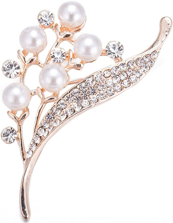 Hosaire Women'S Flower Brooch Pin Pearl Diamond Breastpin for Wedding/Banquet/Bo