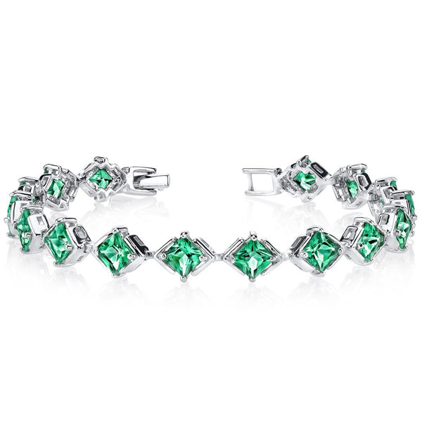 7.5 Ct Princess Cut Simulated Emerald Tennis Bracelet in Sterling Silver