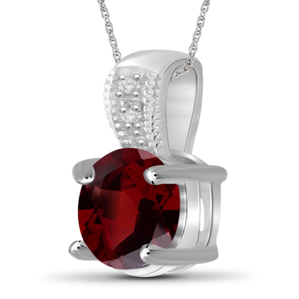 1.00 Carat T.G.W. Garnet Gemstone and Diamond Accent Pendant Necklace