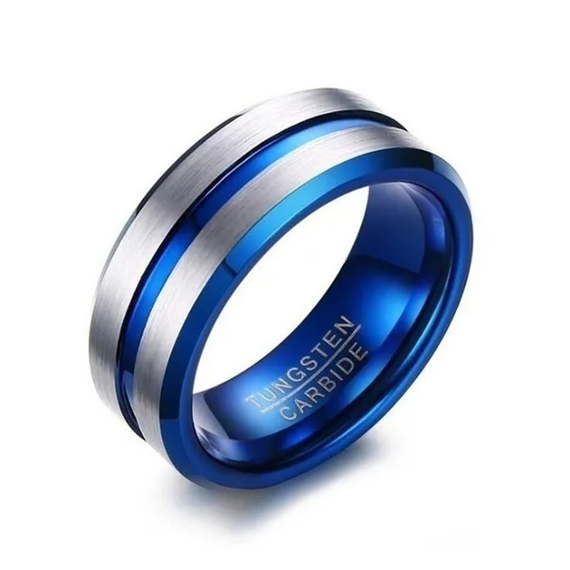 NEW Fashion Couple Rings His Hers - 8MM Men'S 316L Blue Stainless Steel Titanium