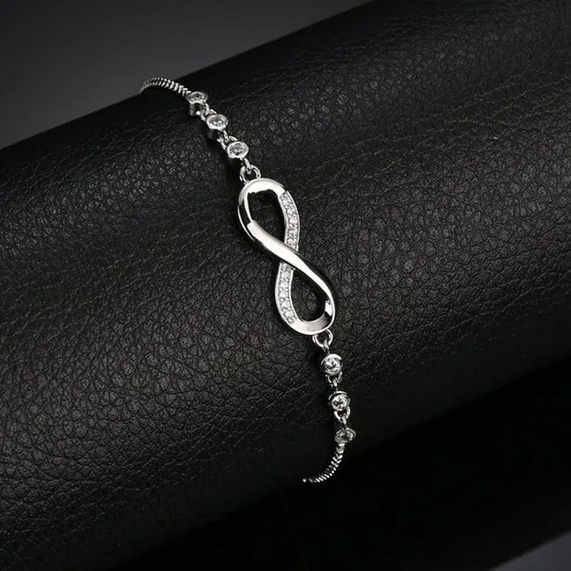 1Pc New Arrival 925 Sterling Silver Charm Bracelet Jewelry Infinity Eight Crysta