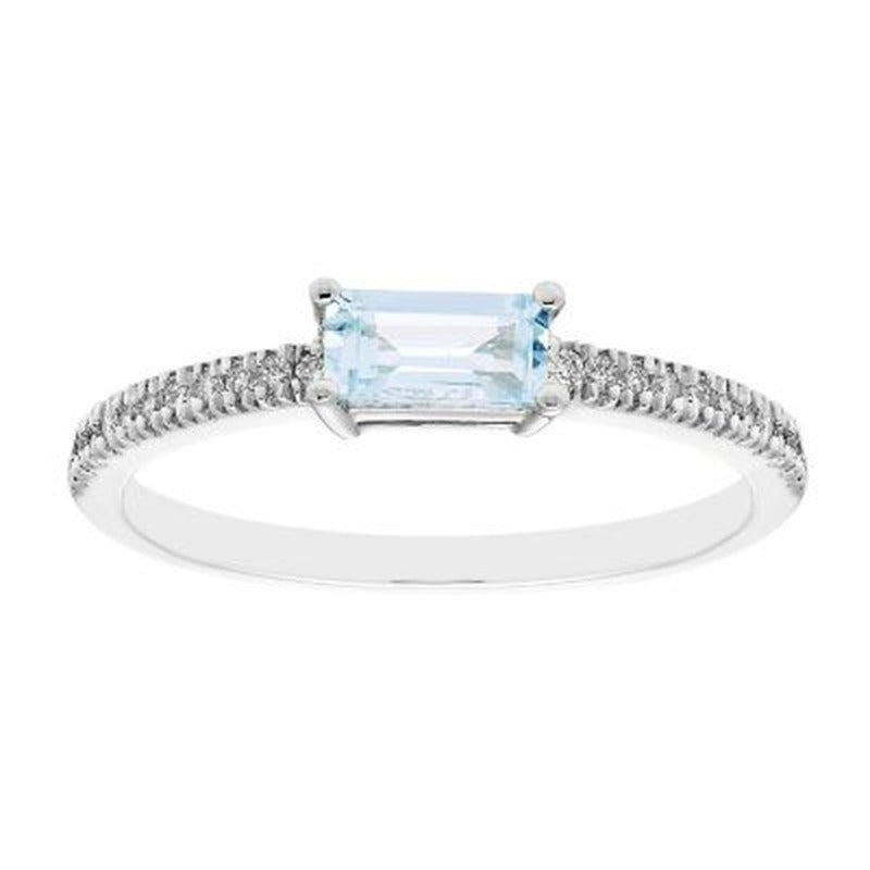 Aquamarine and 0.10 CT. T.W. Diamond Gemstone Ring in 14K Gold