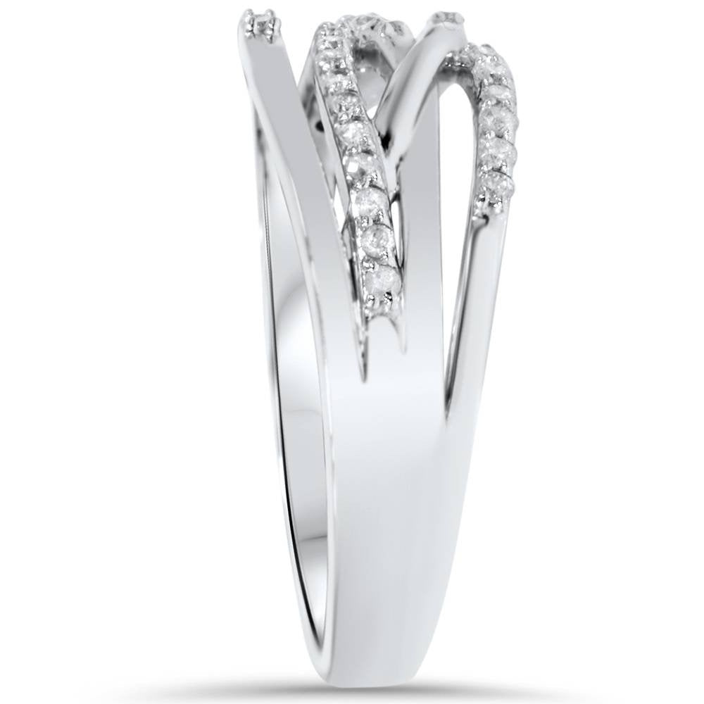 1/5Ct Diamond Crossover Ring 10K White Gold