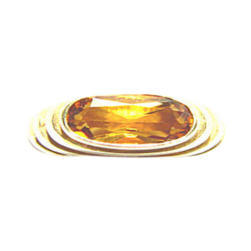 CITRINE LONG OVAL SHAPE SET GOLD ART DECO BAND