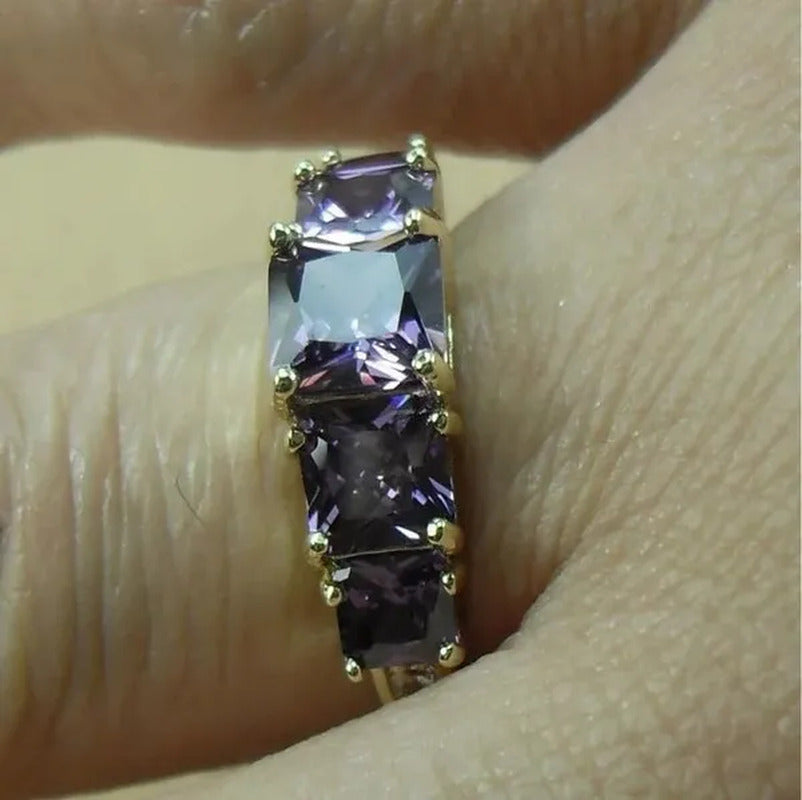 Natural 3.28CT Alexandrite Diamond 14K Yellow Gold Ring Size 6-10