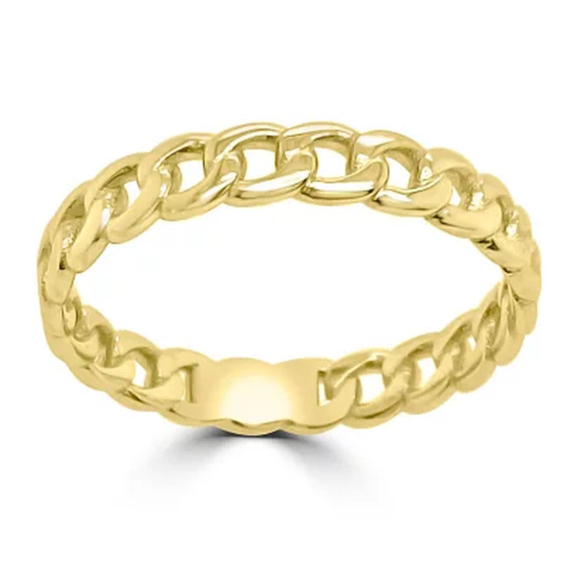 14K Italian Yellow Gold High Polish Chain Link Ring