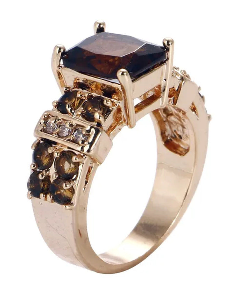 Women'S Men Brown Sapphire 18K Yellow Gold Plated Ring Jewelry Size 6-10 (Choice