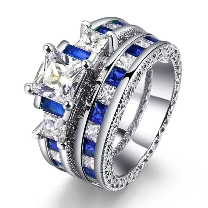 NEW Fashion Couple Rings His Hers - 8MM Men'S 316L Blue Stainless Steel Titanium