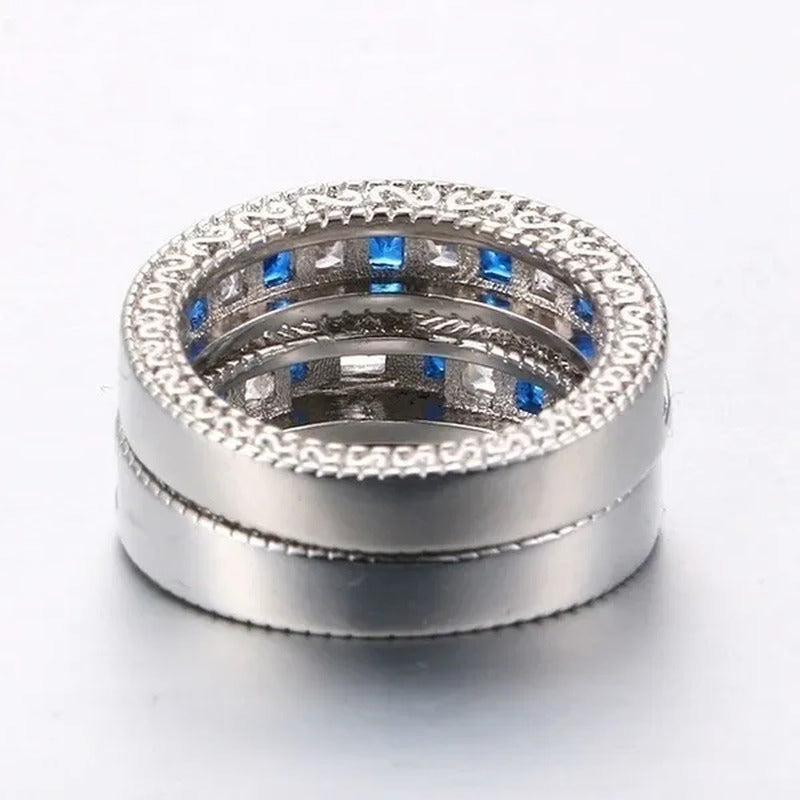 NEW Fashion Couple Rings His Hers - 8MM Men'S 316L Blue Stainless Steel Titanium