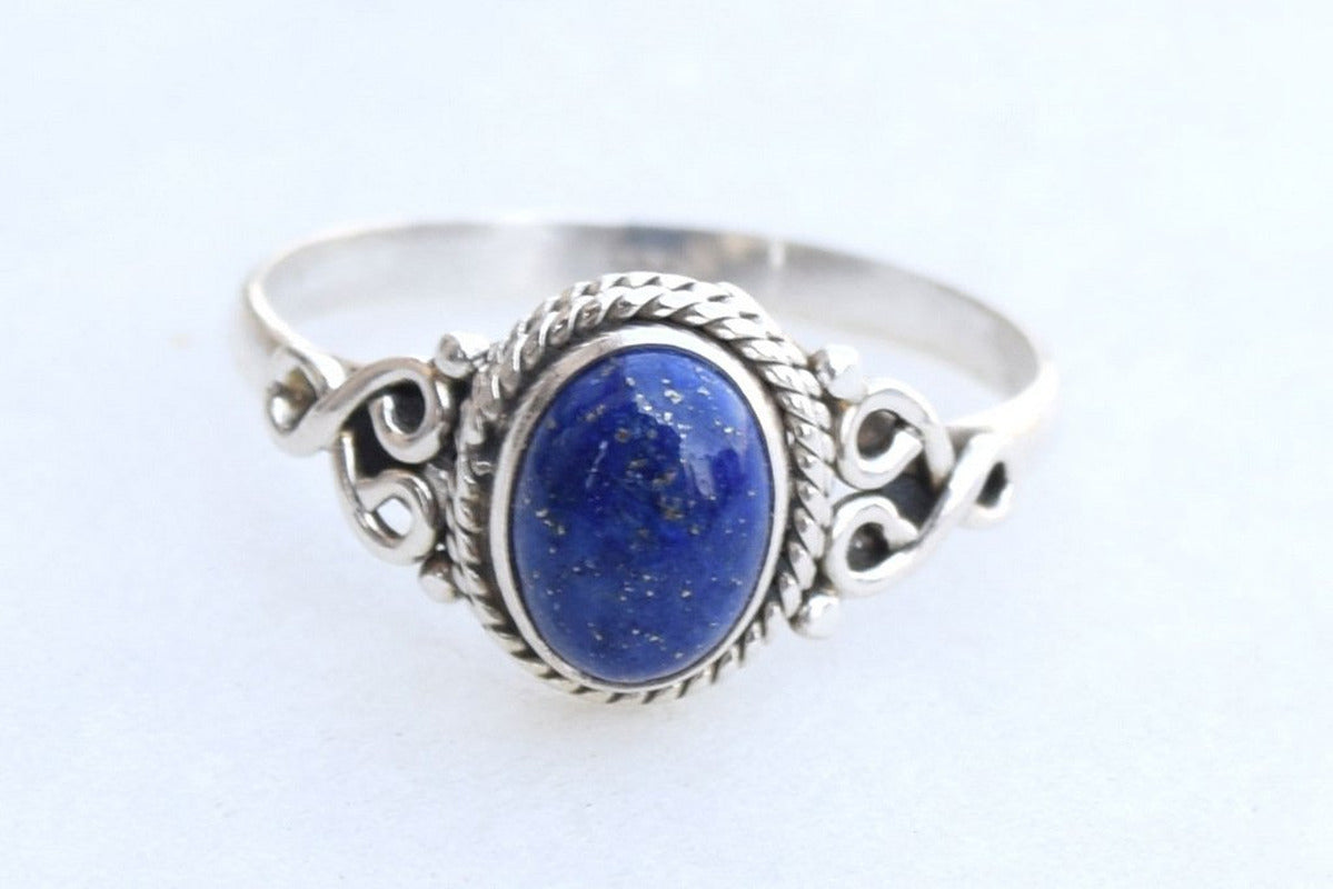 Lapis Lazuli Ring 925 Sterling Silver Statement Ring for Women - Size 9 - Stone