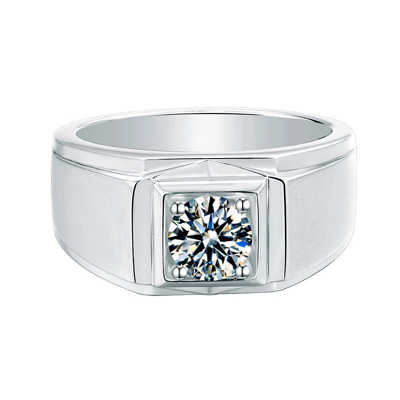 Fashion Simple Solitaire Moissanite Men'S Ring