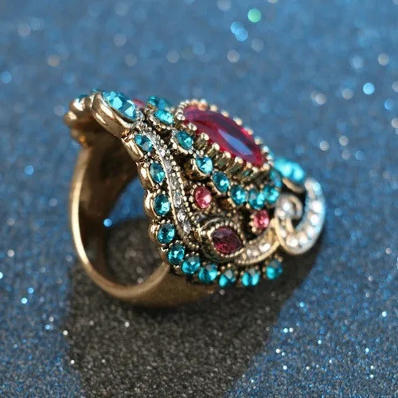 1Pcs Bohemia Unique Diamond Crystal Ruby Jewelry Craving Nightclub Gemstone Lady