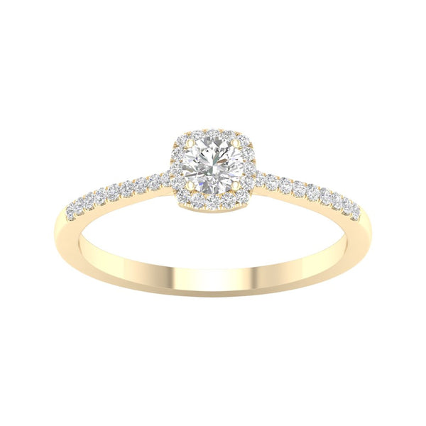 Imperial 1/4 Ct TDW round Diamond Halo Engagement Ring in 10K Yellow Gold (H-I,