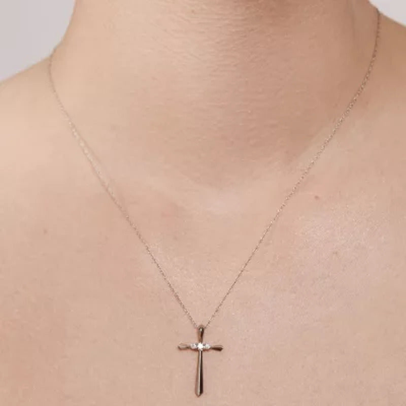 0.13 CT. T.W. Diamond Cross Pendant 14K Gold