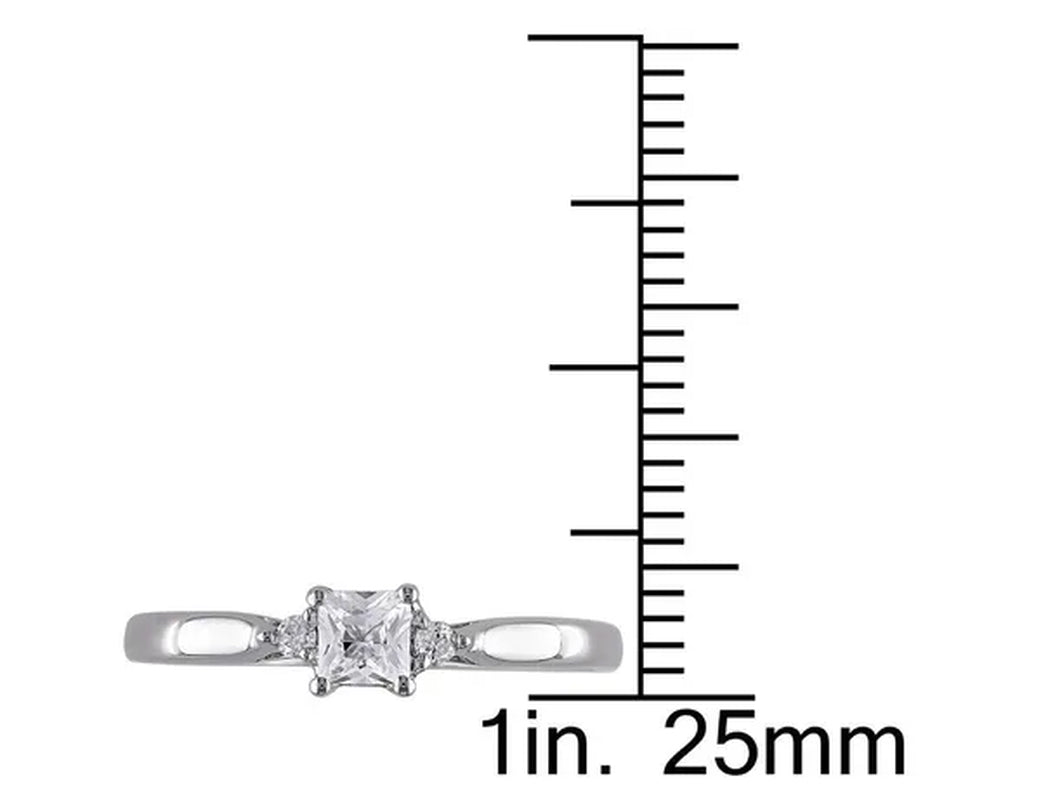 1/3 Carat (ctw) Princess-Cut Lab-Created White Sapphire Ring in Sterling Silver