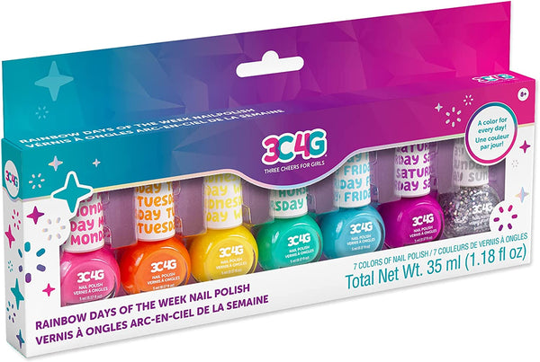 - Rainbow Bright Nail Polish Days of The Week - Nail Polish Set for Girls & Teens - Includes 7 Colors - Non-Toxic Nail Polish Kit for Kids Ages 8+