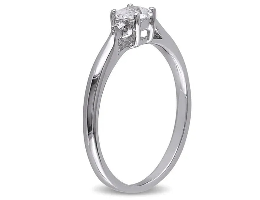 1/3 Carat (ctw) Princess-Cut Lab-Created White Sapphire Ring in Sterling Silver